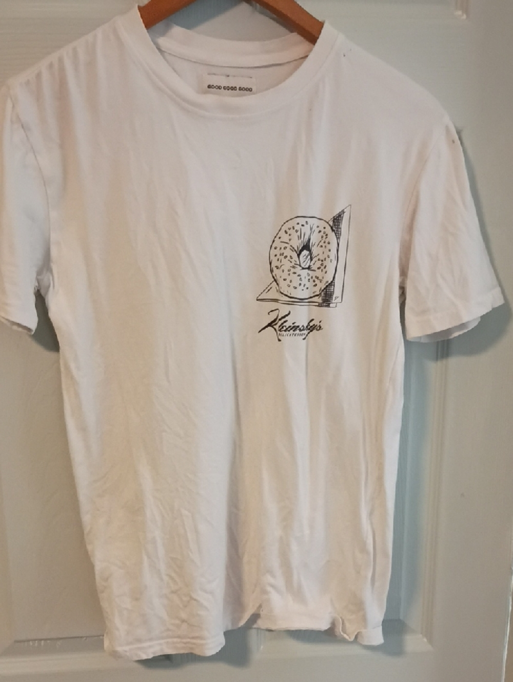 White Short‑Sleeve Tee with Chest Donut Graphic